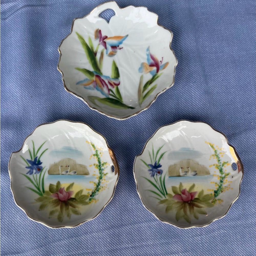 Vintage Floral Porcelain trinket dishes